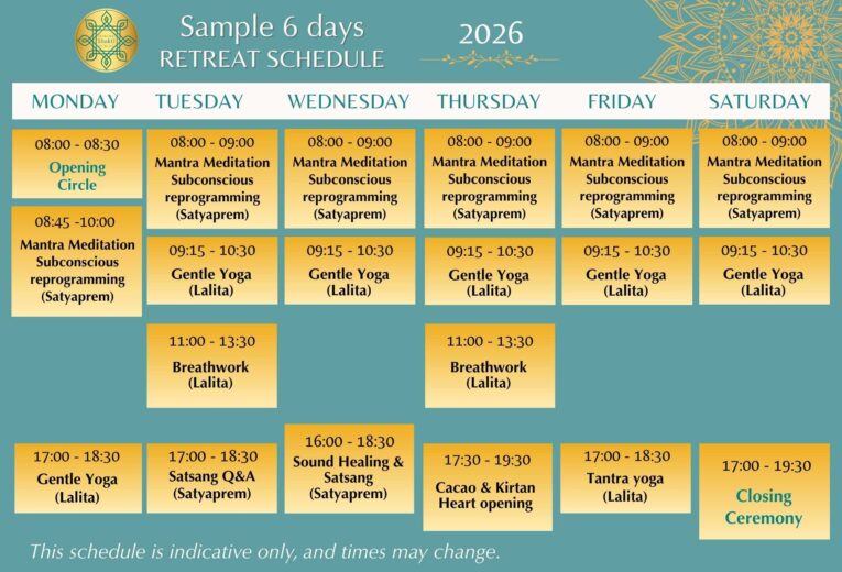 6 days retreat schedule